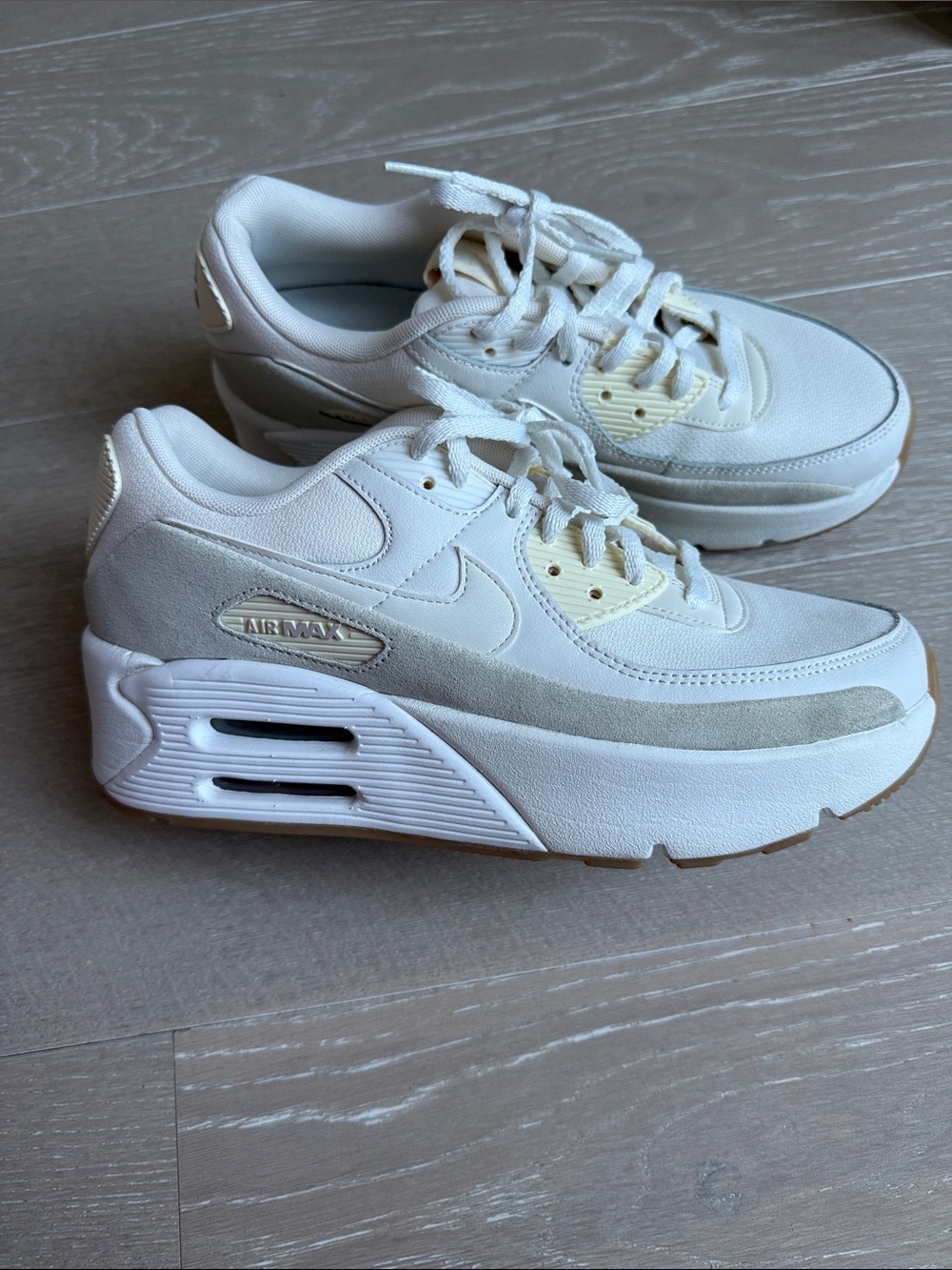 Nike Air Max Women's Cream and White Platform Sneakers